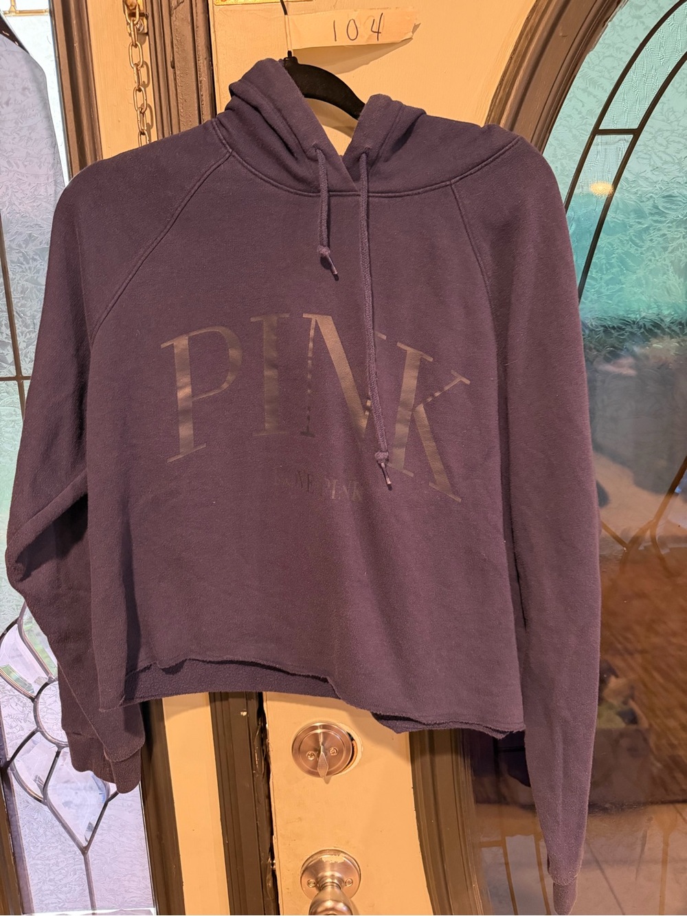 PINK Victoria's Secret Dark blue Cropped Hoodie